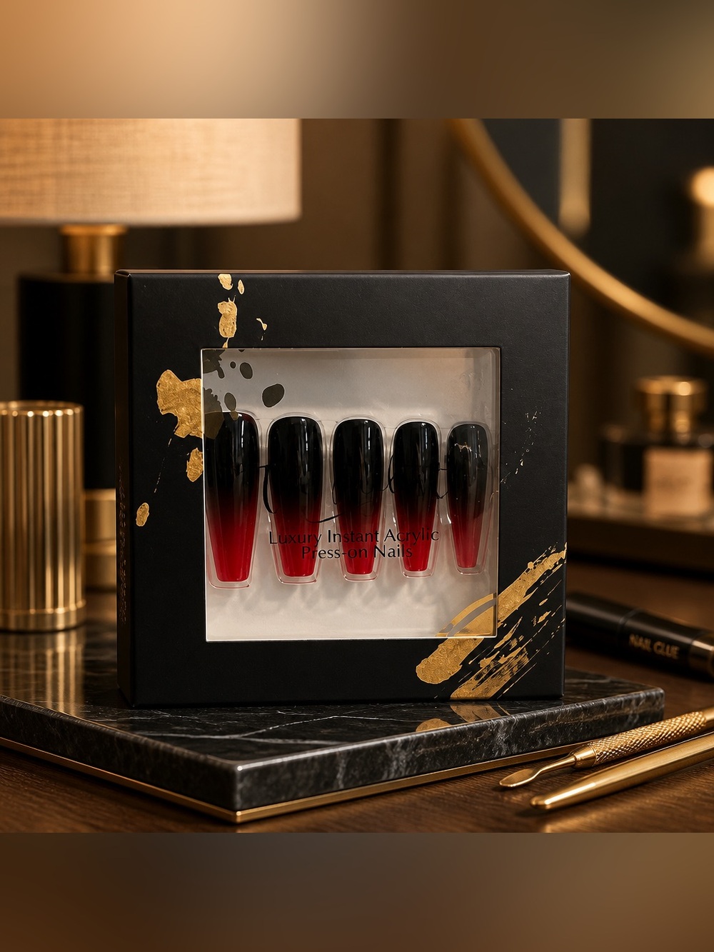 The Nailest Instant Luxury Acrylic Press-On Nails- Vamp- C-Curve Long Coffin